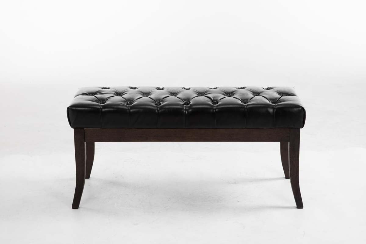 CLP Panca Chesterfield Ramses In Similpelle I Panchina Ingresso Imbottita Capitonné I Panchina Fondo Letto Telaio Legno Scuro, Colore:nero, Dimensione:100 cm