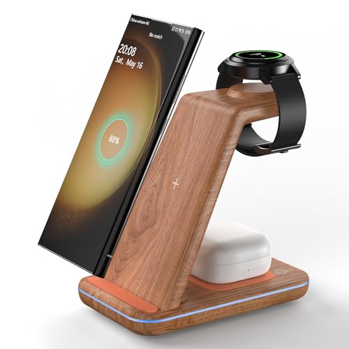 Wireless Charger for Samsung&Android: JoyGeek 3 in 1 Charging Station for Galaxy Watch5 Pro/4/3/Active2/1 - Phone Charger Stand for S23 Ultra/S22/S21/S20/Note 20, Z Fold&Flip Series, Buds2 Pro