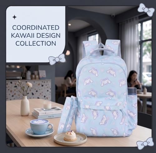 Image of Girls School Backpack Cute Pink Pastel Gradient Bag with Multiple Compartments Lightweight Durable Bookbag for Kids Students (purple bag)