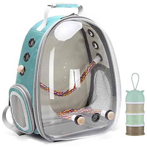 Rucksack für Vögel, Bubble Bird Travel Carrier Rucksack mit Edelstahl-Tablett und Stehstange Cover