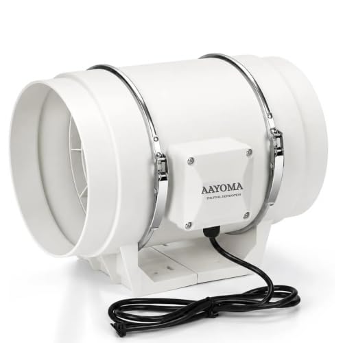 Image of Inline Duct Fan 8 Inch | 130W Quiet Ventilation Extractor | 2600 RPM | 900m /h Airflow | 40 dB Silent Exhaust Fan for Grow Tent, Kitchen, Bathroom & Hydroponics - With Copper Motor