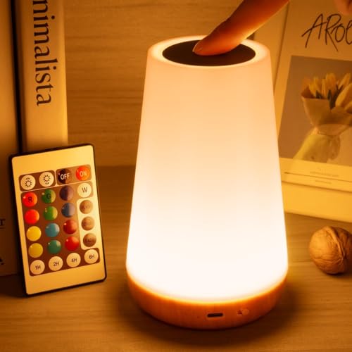 Luminária de Mesa LED Toque & Controle Remoto - Regulável, RGB 13 Cores, 5 Níveis de Brilho, Recarre