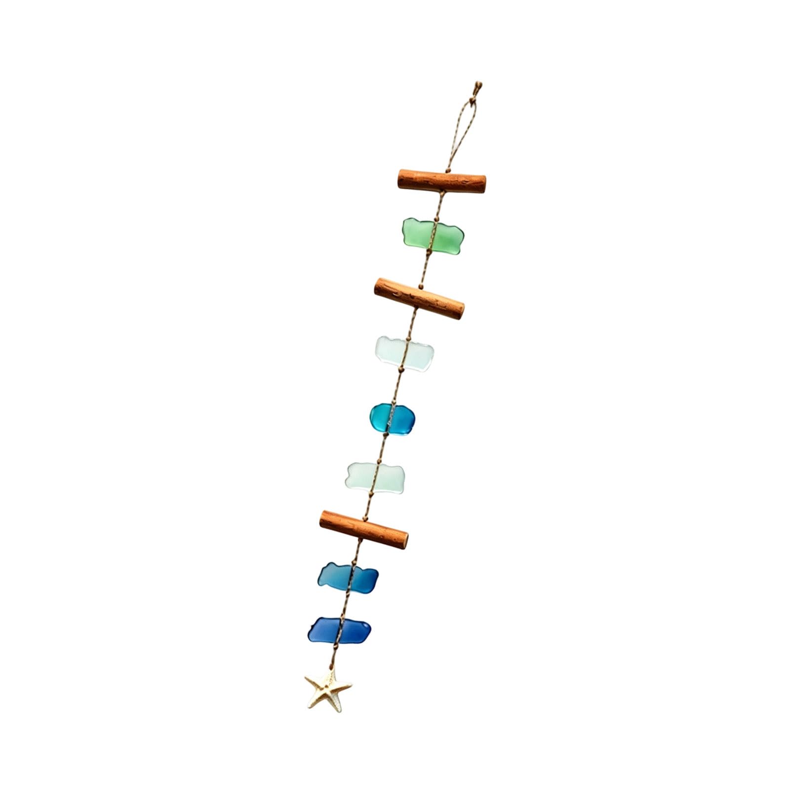 Themed Wind Chimes with Sea Glass Shell Driftwood and Resins Starfishes Wall Hanging Decors for Outdoor Indoor Seashells Wall Hanging Decors
