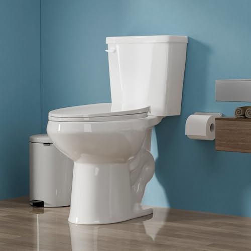 HOMLYLINK 18 Inch Elongated Tall Toilet for Seniors, ADA High Toilet for Bathroom, Two-Piece Water Save Single Flush 1.0 GPF, Comfort Bowl Heigh 17 Inch, 12 Inch Rough-in, White
