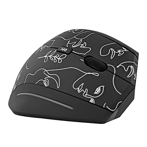 T’NB Souris Mariko - Souris Ergonomique Verticale sans Fil 2.4 GHz Design Exclusiv, Récepteur USB-A, Confortable Toucher Doux, Pile Longue Durée avec Mode Veille Automatique - Motif Line Art