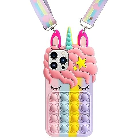 CASE TOWN Bubbles Unicorn Case for iPhone 12 Pro Max, 3D Cartoon Cute Soft Silicone Rubber Cover, Animated Stylish Fashion Skin Shell case with Strap for Kids Child Teens Girls Cover