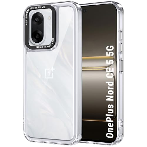 Image of TheGiftKart Hybrid Shockproof Back Cover Case for OnePlus Nord CE 5 5G | Stylish Camera Border | Electroplated Buttons | Crystal Clear Hard Back Cover Case (TPU & PC, Transparent Bumper)