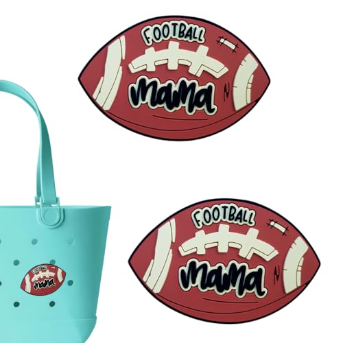 CHARIBEA Premium Football Sport Charms for Bogg Bag Set of 2 PVC Rubber Inserts Compatible with Bogg Bag Accessories Beach Bag Charms Inserts Accessories for Women Girls (B1)