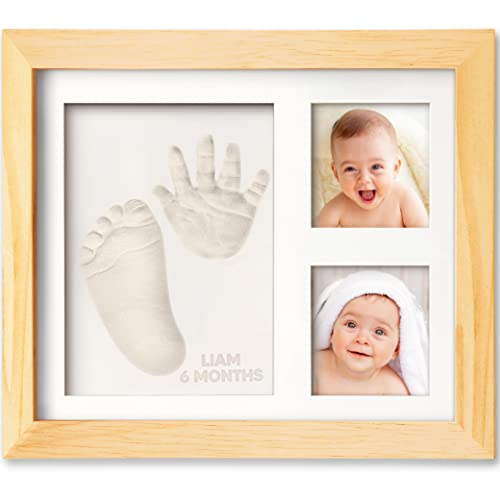 Image of Baby Hand and Footprint Kit - Baby Footprint Kit, Baby Keepsake, Baby Shower Gifts for Mom, Baby Picture Frame for Baby Registry Boys, Girls, Baby Photo Frame, Personalized Baby Gifts(Natural Pine)