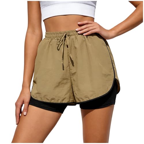 Pantalon Corto Deporte Mujer Short Deportivos Mujer 2 En 1 De Verano para Tenis Fitness Yoga Running con Bolsillo Culturismo Cintura Alta Shorts De Gimnasio con Forro Bolsillos