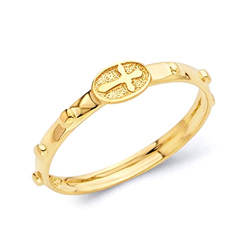 The World Jewelry Center 14k Yellow OR White Gold 2mm Religious Rosary/Rosario Eternity Band