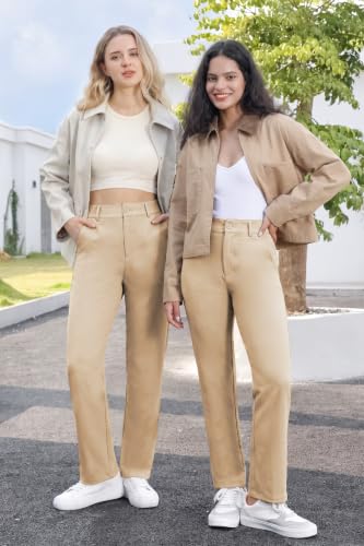 Image of Bamans Dress Pants Women Work Business Office Straight Leg Slacks