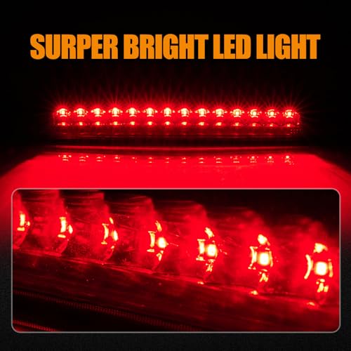 Image of Third 3rd Brake Light LED for 2002-2009 Chevy Trailblazer GMC Envoy, High Mount Rear Brake Lights Assembly for 04-07 Buick Rainier, Waterproof Center Cab Lamp Stop Light (Black)