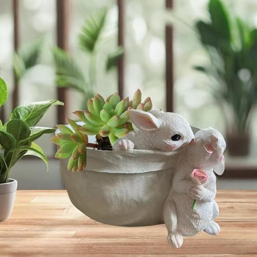 Pot de fleurs lapin pour balcon et table au style artisanal unique