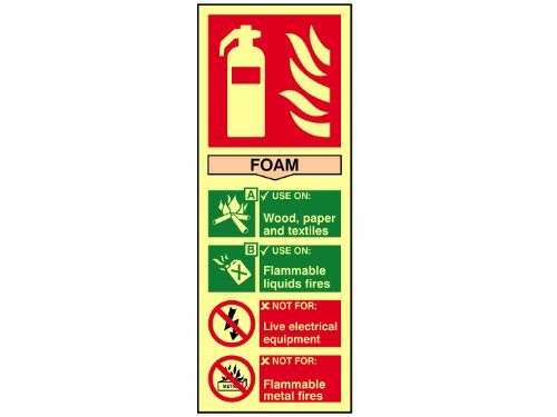 Scan SCA1591 Self adhesive PVC sign - Fire extinguisher composite - Foam - Photoluminescent 75 x 200mm