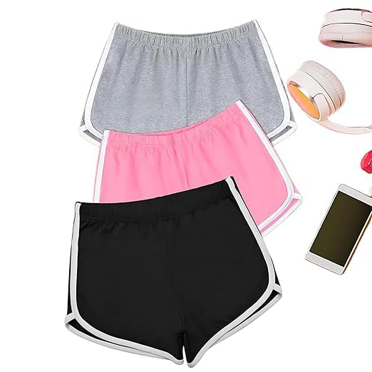 Shorts for Women Pack of 3, Black, Grey, Baby Pink for Gym, Sports, Running, Yoga, Cycling, Walk Casual Shorts Or Half Lower, Hot Pant,Half Trouser-image-30