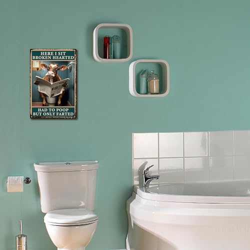 CREATCABIN Cattle Sign Toilet Decor Vintage Retro Tin Sign Metal Wall Art Plaque Iron Painting Poster Decoration for Bathroom Toilet Home 12x8Inch-Here I Sit Broken Hearted Had To Poop But Only Farted - Cosy Home Interiors CREATCABIN Cattle Sign Toilet Decor Vintage Retro Tin Sign Metal Wall Art Plaque Iron Painting Poster Decoration for Bathroom Toilet Home 12x8Inch-Here I Sit Broken Hearted Had To Poop But Only Farted - Image 5