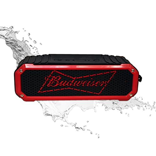 Budweiser Wireless Portable Bluetooth Speaker Water-Resistant, & Shockproof Led Flashlight Built-in Microphone & Rechargeable Battery Include USB Charging & 3.5 Aux Cable