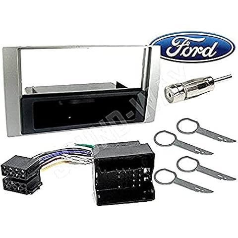 Sound Way Single DIN car Radio Stereo Kit, 1 DIN Frame Adapter, Antenna Adapter, ISO Connector, Release Keys compatible with Ford C-Max/Focus/Fiesta/Fusion/Galaxy/Kuga/S-Max/Transit Cover