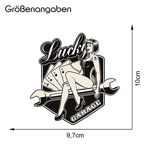 Finest-Folia Retro Vintage Old School Ace Kult Rockabilly Sticker (R149-8 Lucky Garage), 9,5cm x 9,5cm - Image 2