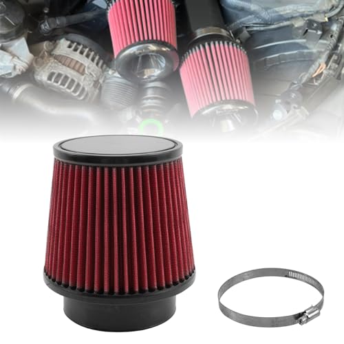 RYANSTAR RACING Red 4 102mm Inlet Cone Dry Air Filter High Flow Performance Cold Air Intake Filter Washable & Reusable Universal Replacement