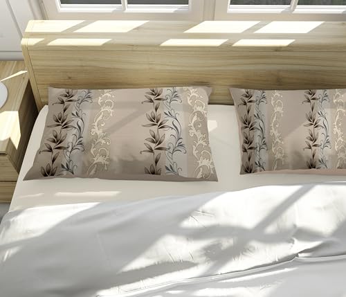 Image of 200 TC Cotton Bedsheet Set with 2 Pillow Covers | King Size Soft Breathable Wrinkle Free - Floral Printed Double Bedsheets | Bed Size 78x78x10 Inches | Pillow Covers Fit Up to 10 Inch