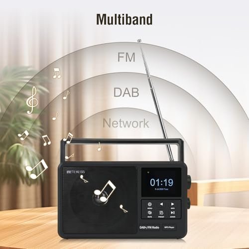 Retekess TR640 Internetradio,Tragbares Radio DAB,Knopfbedienung,3,5-mm-Audiobuchse,Geeignet für Radio-Enthusiasten,Mit Fernbedienung – Bild 3