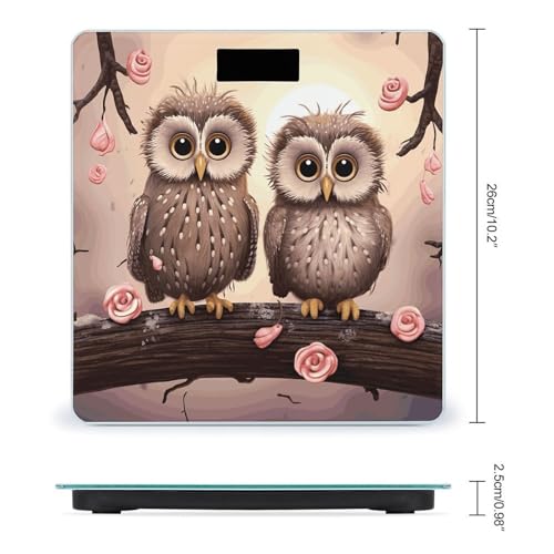 Balanza digital Cute Owls de vidrio templado para baño miniatura 2
