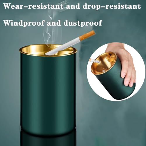 Image of Car Ashtray with Lid, Portable Smell Proof Self-Extinguishing Auto Ashtray, Detachable Smokeless for Car Cup Holder, Stainless Steel Windproof Butt Bucket Ash Tray for Outdoor Travel Home Office