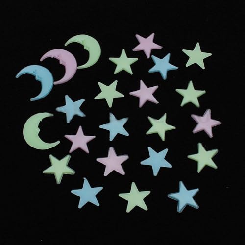 Glow in The Dark 100pcs/Set Estrellas Luna 3D Stickers PVC miniatura 1