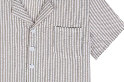 Boy Button Down Short Sleeve Shirt for Toddler Striped Shirt Boys Seersucker Hawaiian Shirts for Summer, Size 2T-18 Years4
