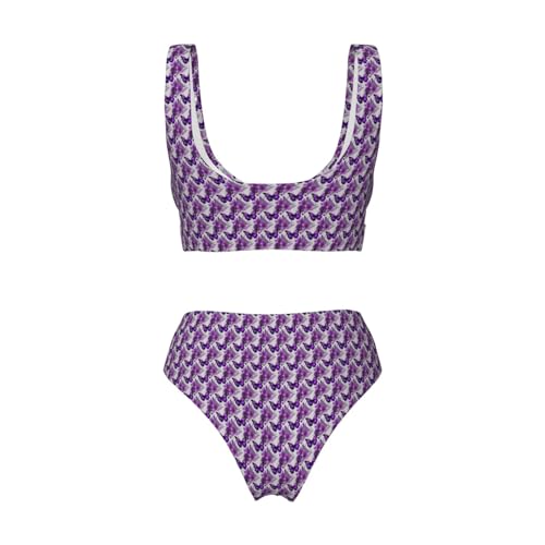 Bikini 2 pièces violet fleur et papillon idéal pour la plage - 6