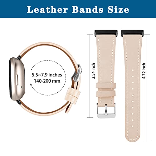 Pacote com 2 pulseiras de couro compatíveis com Fitbit Versa 3 Bandas/Fitbit Sense Bandas para homen