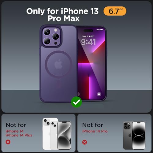 Image of Miracase Magnetic Series for iPhone 13 Pro Max Case [Compatible with MagSafe] [with 2X Screen Protectors] Military-Grade Protection, Anti-Fingerprint, Phone Case for iPhone 13 Pro Max, Dark Purple