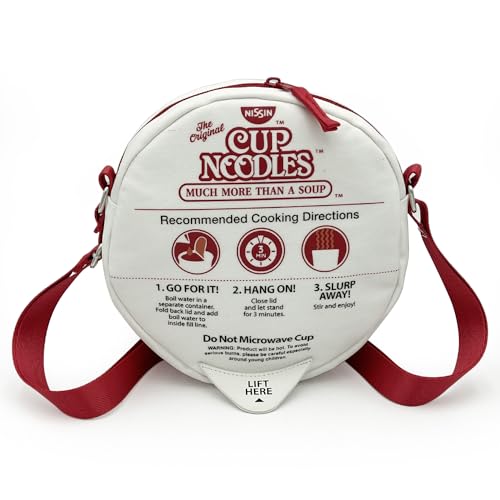 Nissin Cup Noodles 8" Crossbody Bag Off-White, Round, Coated Canvas3