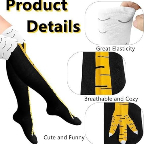 Alfven Chicken Leg Socks, 3 Paar Hühnerfüße Socken Fun Hühner Legs Sock üBer Das Knie HüHnersocken für Männer Frauen Einheitsgröße (Schwarz)