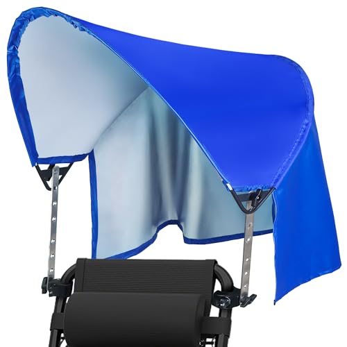 Atvkov Large Beach Chair Canopy Umbrella with Back Flap Adjustable Height Foldable Chair Sun Shade Attachment Fits for Beach Camping Fishing Lounge Tanning Zero Gravity Chair