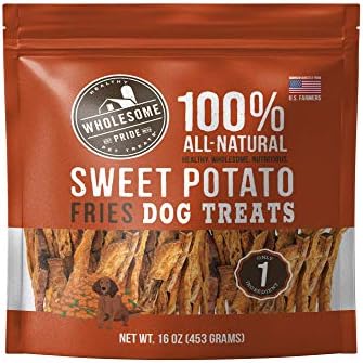 Wholesome Pride Sweet Potato Fries Dog Treats, Dehydrated, Made in The USA, Grain Free, Healthy Dog Chews, 16 oz