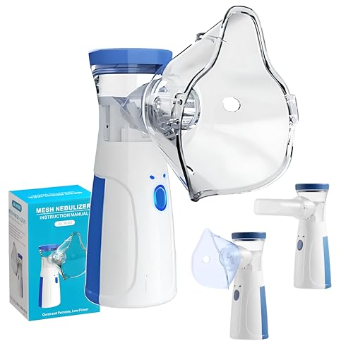 Aerosol Ultrasuoni Portatile USB-C Macchina Con 2 Maschere E Boccaglio Adulti Bambini Silanzioso Inalatore Mesh Nebulizzatore Atomizzatore Funziona Con 2 Batterie AA (2025)