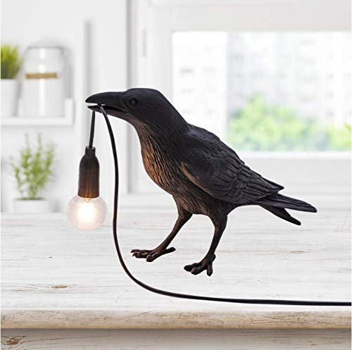 Mayola Birds Table Lamps, Resin Crow Standing Desk Led Lighting Fixture For Living Room, Bedroom, Office, College Dorm (Standing-Black) #TOP1