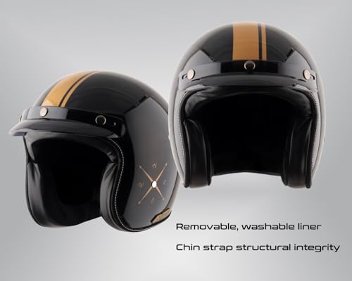 Image of Axor Retro Jet Euro Globe ISI and DOT Certified Gloss Finish Open Face Helmet for Men and Women with Stylish Peak- Black -L