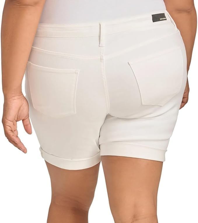 DKNY Jeans Women's Denim Bermuda Short, White, Cotton Blend Stretch Fabric, 16 - Image 5