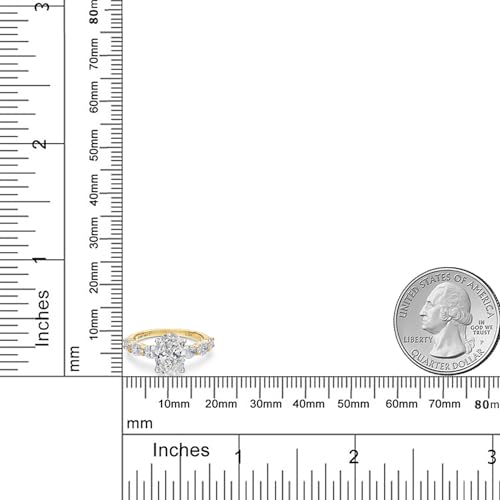 Gem Stone King 2-2.9 Cttw 14K Two Tone Gold IGI Certified Oval White Lab Grown Diamond Engagement Ring For Women | E-F Color | VS1-VS2 Clarity | Size 5-9 6