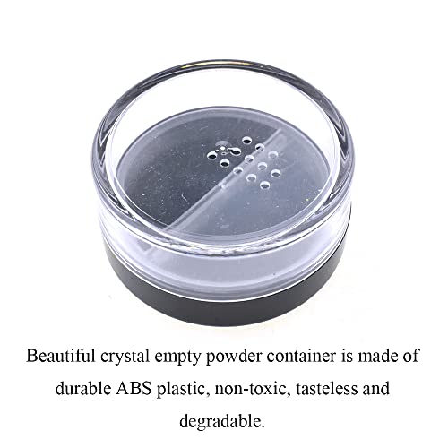 HAHIYO 3Pcs 20ml/0.68oz Plastic Empty Travel Compact Case Makeup Cosmetic Jar Refillable Powder Box No Leak Holder with Rotatable Sifter and Black Screw Lid3