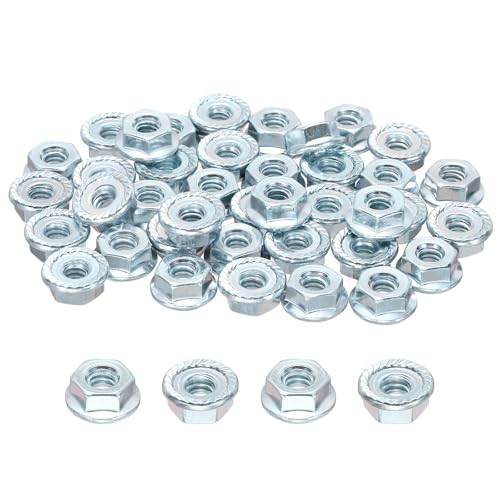 Kozelo 50Pcs Serrated Flange Hex Nuts #10-24 UNC Carbon Steel