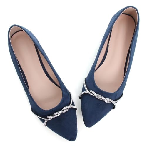 Image of TN TANGNEST Womens Casual Flats Chain Ballet Flats | Fashion Pointed Toe Rhinestone Flats, Comfort Slip On Dress Shoes for Business Work Office Wedding Party