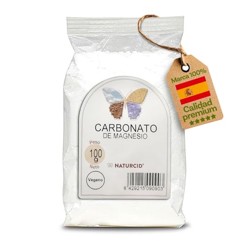 Carbonato de Magnesio 100 g – Naturcid | Magnesio en Polvo de Alta Pureza | Ayuda a Disminuir el Cansancio y la Fatiga | Salud Muscular, Huesos y Dientes