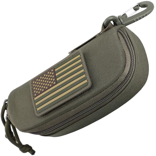 WYNEX Tactical Molle Glasses Pouch Shockproof Eyeglass Case Sunglass Case Hard Shell with Patch Universal Protects Glasses