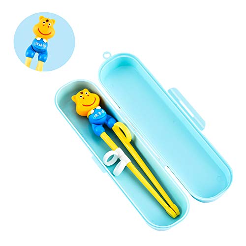 FansQ Palillos de Entrenamiento para Principiantes, con Asistente, adecuados para Principiantes, Ancianos, Palillos de Entrenamiento para niños, Palillos Chinos, Lindos Palillos de Animales,Amarillo