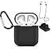 AirPods Case, Yloves Shockproof Protective Silicone Cover and Skin with Anti-lost Airpods Strap/Airpods Holder for Apple Airpods (Black)